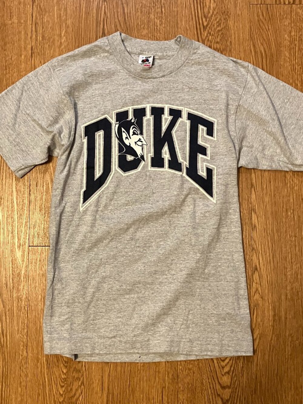 Vintage 80s Duke Blue Devils T Shirt S Fruit Of The Loom Single Stitch USA Gray